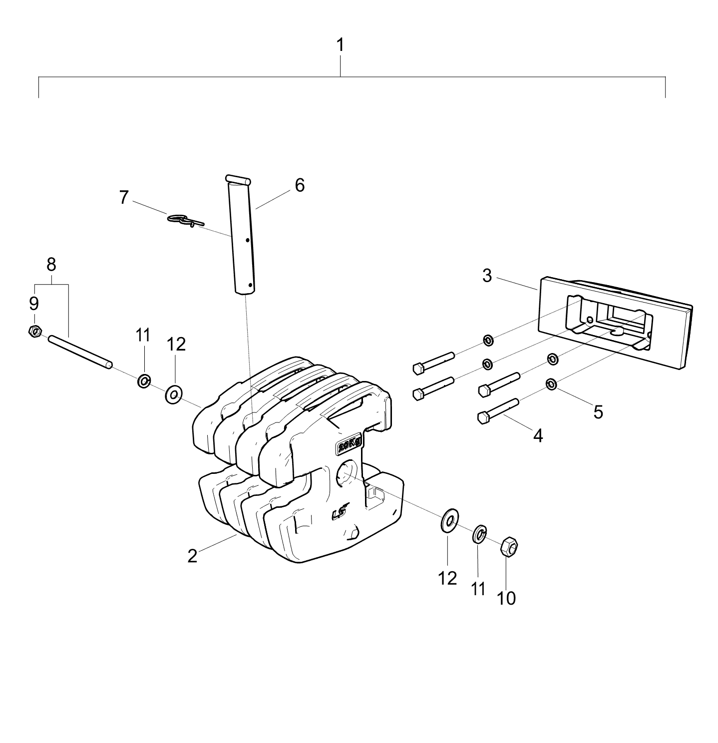 Dia Kit Front Weight 4ea(80kg) Mt3