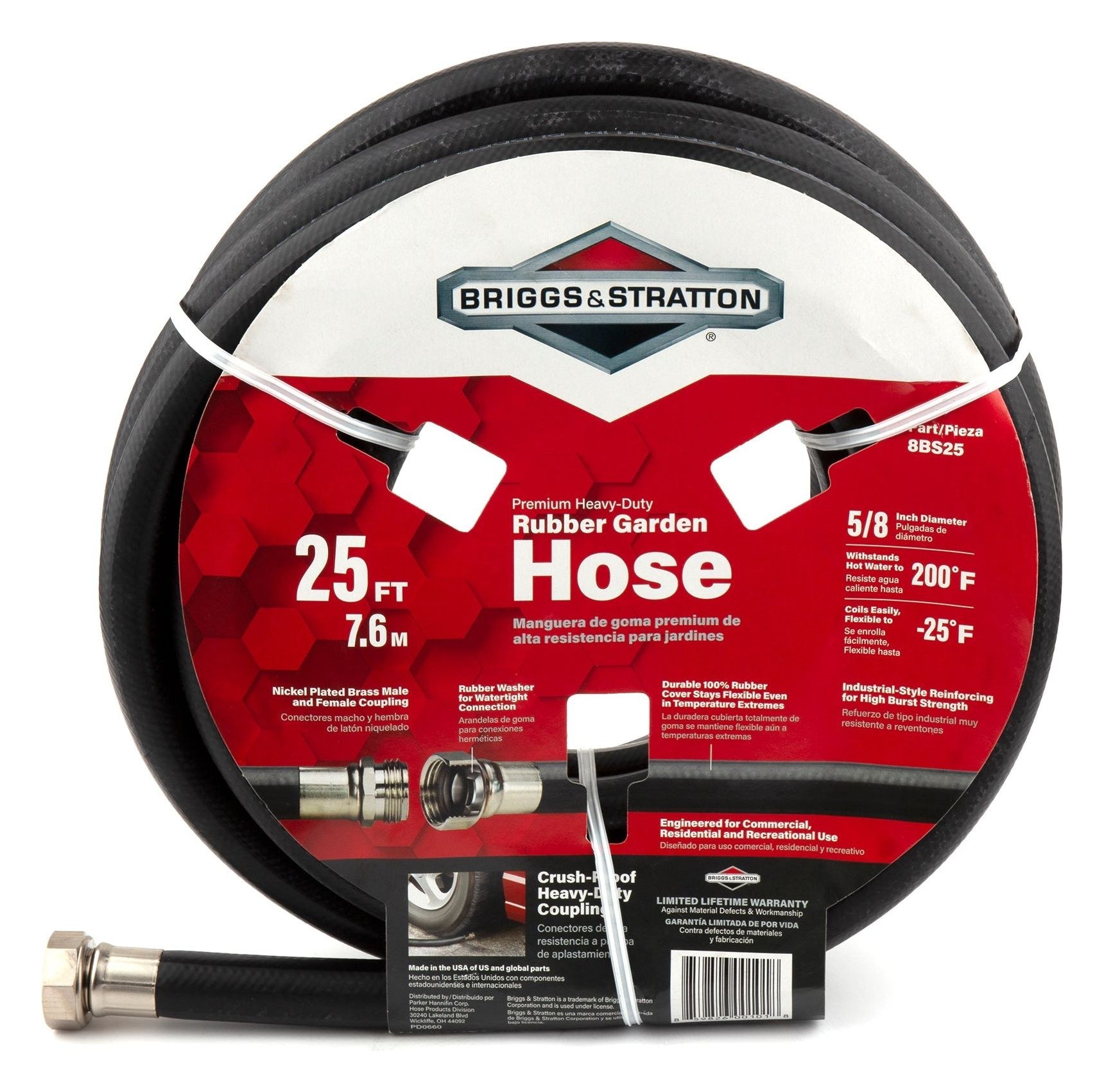 8BS25 Heavy-Duty Rubber Garden Hose (25ft)