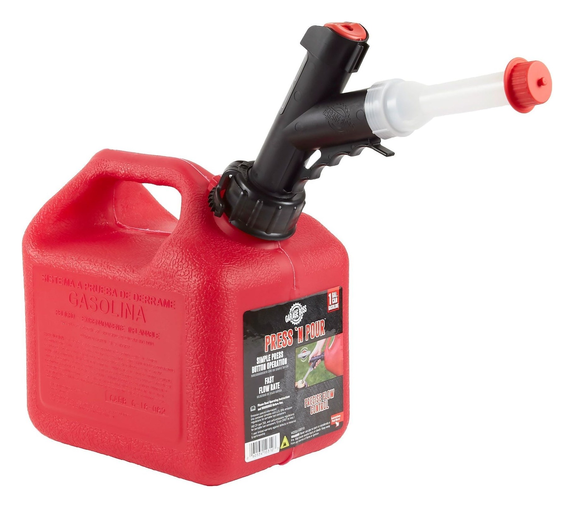 GB310 GarageBoss Press 'N Pour Gas Can, 1+ Gallon