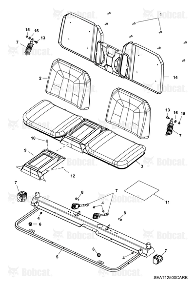 Seat, Bottom Black W/Bobcat